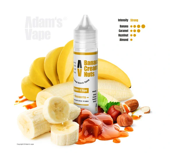 Příchuť Adam's Vape S&V: Banana Creamy Nuts (Banány s krémovým karamelem a ořechy)