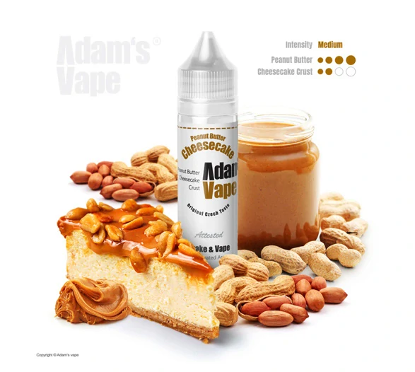Příchuť Adam's Vape S&V: Peanut Butter Cheesecake (Oříšková bomba na sušenkovém základu)