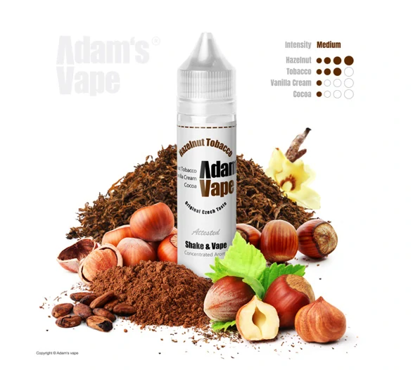 Příchuť Adam's Vape S&V: Hazelnut Tobacco (Jemný tabák s lískovým oříškem)