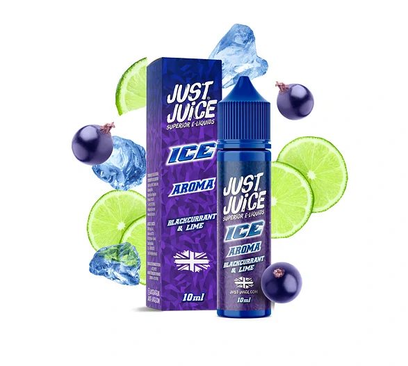 Příchuť Just Juice S&V: ICE Blackcurrant & Lime (Ledový černý rybíz & limetka)