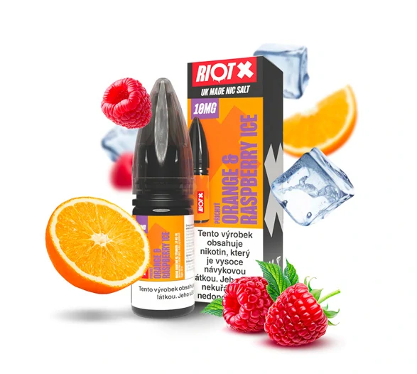 RIOT X Salt Orange & Raspberry Ice (Ledový pomeranč a malina) 10ml