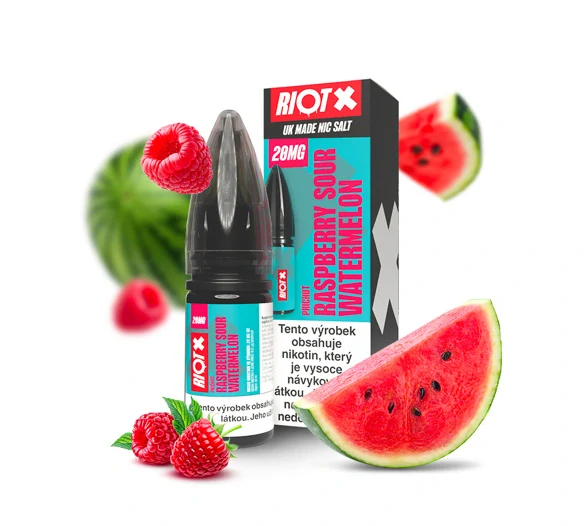 RIOT X Salt Raspberry Sour Watermelon (Malina a vodní meloun) 10ml